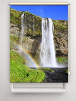 Rollo Seljalandsfoss Rainbow, Rollo, Motivrollo, Rollo mit Druck, Fotorollo, bedrucktes Rollo, Fensterrollo,verdunkelndes Rollo, Sonnenschutz Rollo